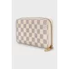 Beige canvas wallet with signature print