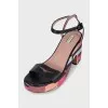 Leather sandals with printed soles