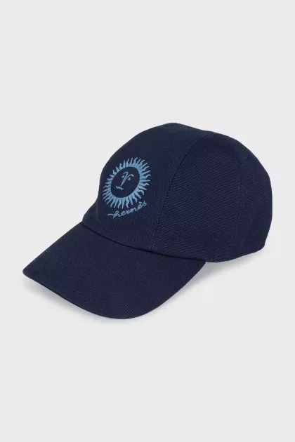 Blue cap with embroidery