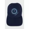 Blue cap with embroidery
