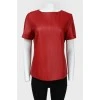 Leather blouse with short sleeve