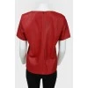 Leather blouse with short sleeve