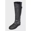 Leather boots with a decorative zipper