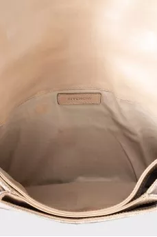 Прямоугольный коричневый клатч из кожи