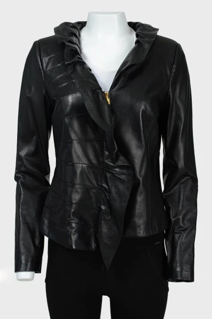 Asymmetric jacket with frill