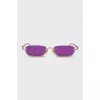 Gold sunglasses with logo on the lens