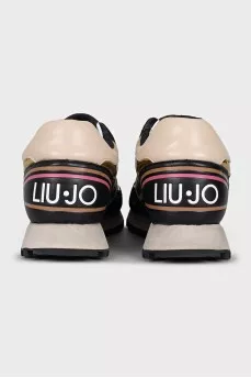 Leather sneakers with gold accents