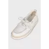 Чоловічі лофери зі шкіри декоровані шнурком