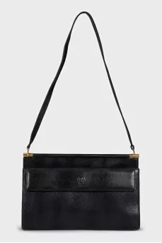 Leather rectangular bag with gold-tone hardware