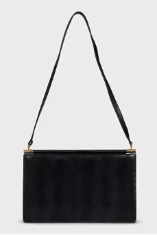 Leather rectangular bag with gold-tone hardware
