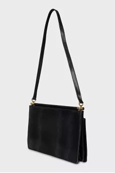 Leather rectangular bag with gold-tone hardware