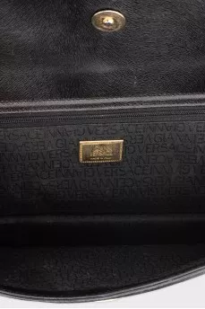 Leather rectangular bag with gold-tone hardware