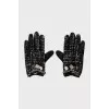 Leather gloves with chain