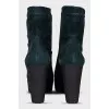 Green suede wedge ankle boots