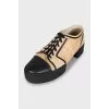 Leather brogues with straw inserts