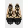 Leather brogues with straw inserts