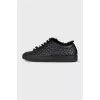 Insulated leather sneakers with studs