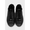 Insulated leather sneakers with studs