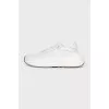 White sneakers with logo laces