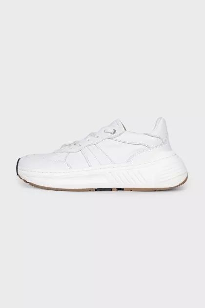 White sneakers with logo laces