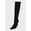 Textile boots decorated with rhinestones