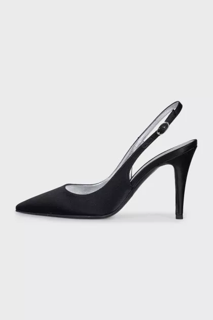 Black textile slingbacks