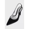Black textile slingbacks