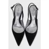 Black textile slingbacks