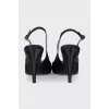 Black textile slingbacks