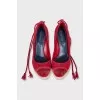 Red suede wedge sandals