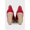 Red suede wedge sandals