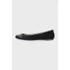 Suede ballet flats with silver rhinestones