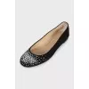 Suede ballet flats with silver rhinestones