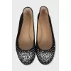 Suede ballet flats with silver rhinestones