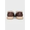 Brown loafers with fur