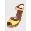 Two-tone leather wedge sandals