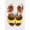 Two-tone leather wedge sandals