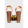 Two-tone leather wedge sandals