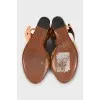Two-tone leather wedge sandals