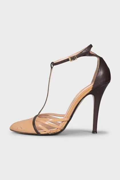 Two-tone patent-toe shoes