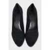 Black open-toe wedge shoes