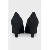 Black open-toe wedge shoes