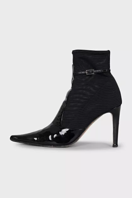 Pointed leather toe ankle boots