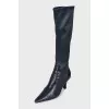 Blue wedge-heeled boots