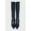 Blue wedge-heeled boots