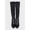 Black leather boots with block heels
