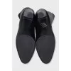 Black leather boots with block heels