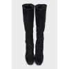 Suede round toe heeled boots