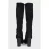 Suede round toe heeled boots