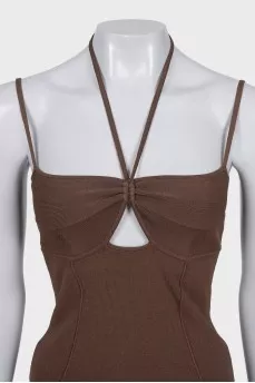 Brown fitted top